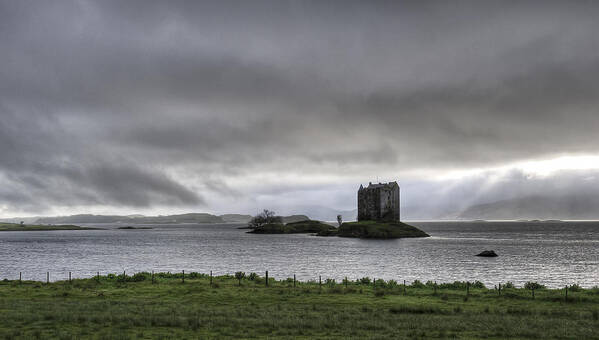 Appin Poster featuring the photograph Castle Stalker dusk by Gary Eason