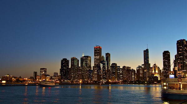 Chicago Poster featuring the photograph Chicago Nightscape by John Babis