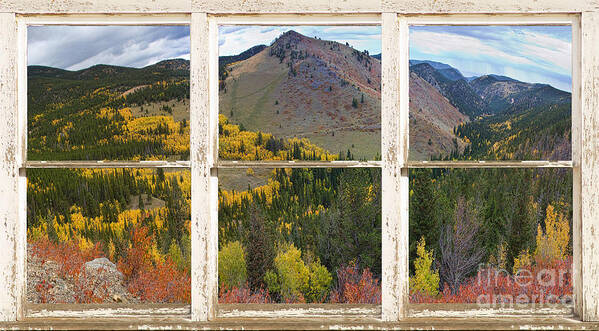 Autumn Poster featuring the photograph Colorful Colorado Rustic Window View by James BO Insogna