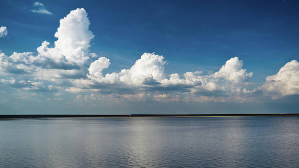 Scenics Poster featuring the photograph Cumulus Clouds In Blue Sky by Lifeispixels