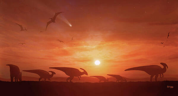 Dinosaur Poster featuring the photograph Dinosaur Extinction by Mark Garlick/science Photo Library
