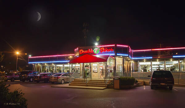 2d Poster featuring the photograph Double T Diner At Night by Brian Wallace