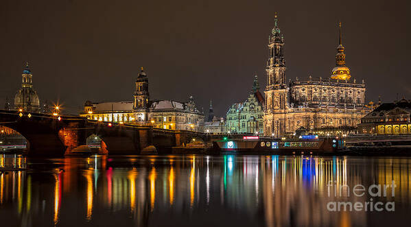 Dresden Poster featuring the photograph Dresden by Night by Bernd Laeschke