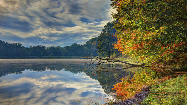 Autumn Poster featuring the photograph Early Autumn at Caldwell Lake by Jaki Miller