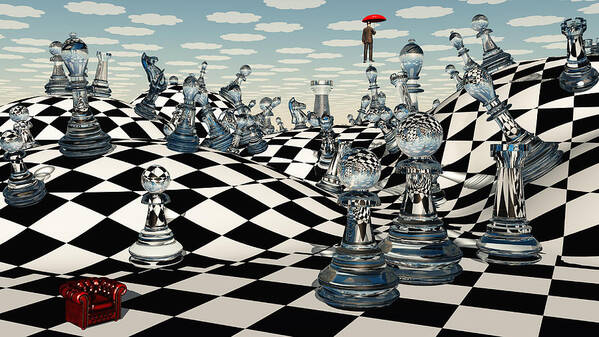 Chess Poster featuring the digital art Fantasy Chess by Bruce Rolff