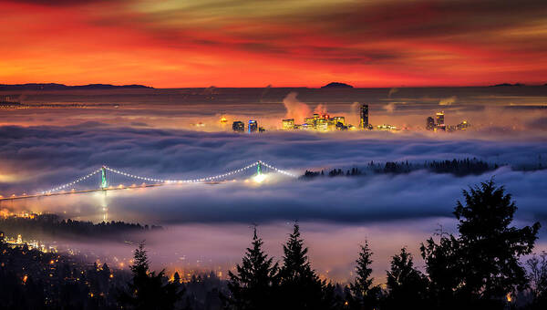 Skylines Poster featuring the photograph Fog Inversion over Vancouver by Alexis Birkill