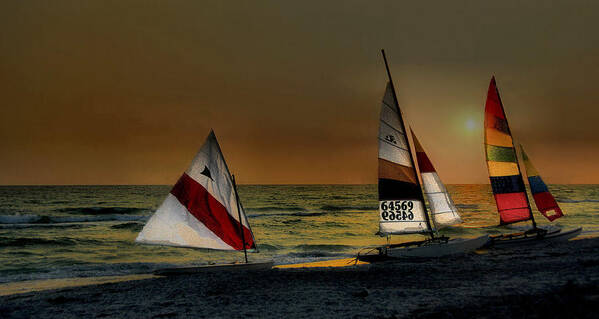 Boaters At Sunset At Longboat Key Florida. Poster featuring the photograph Free Spirits by William Griffin