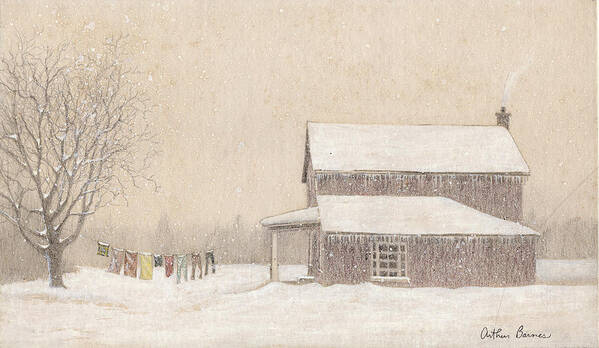 Snow Poster featuring the painting Freeze-Dried Laundry by Arthur Barnes