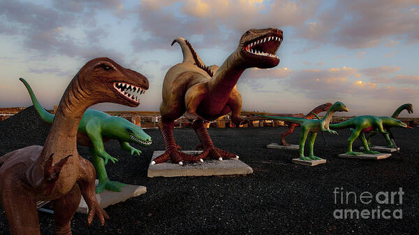 Concrete Dinosaurs Poster featuring the photograph Grey's Rock Shop by Gary Warnimont