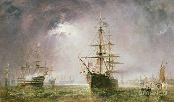 Sea; Battle Poster featuring the painting Half Mast High 19th century by Robert Dudley