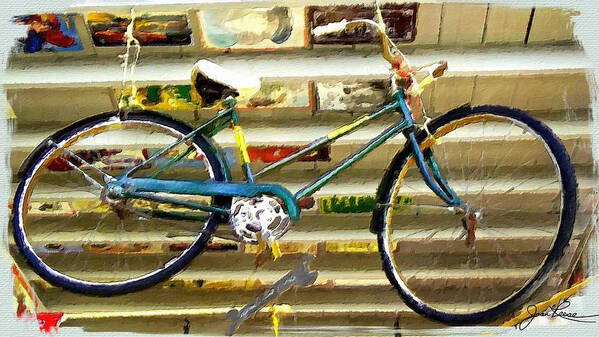 Blue Bike Poster featuring the painting Hanging Bike by Joan Reese