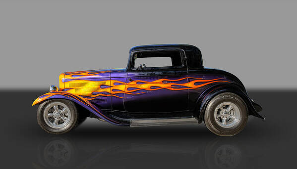 Hot Rods Poster featuring the photograph 1932 Ford Hot Rod In Flames by Frank J Benz