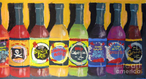 #hotsauce Poster featuring the painting Hot Shelf by Francois Lamothe