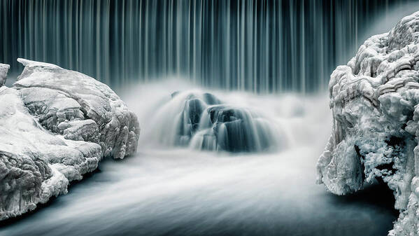 Landscape Poster featuring the photograph Icy Falls by Keijo Savolainen