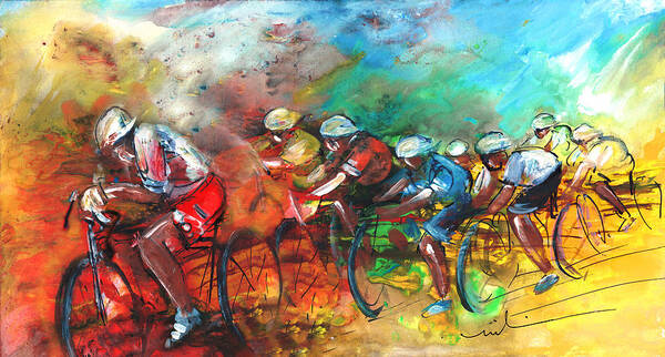 Sports Poster featuring the painting Le Tour De France Madness 05 by Miki De Goodaboom