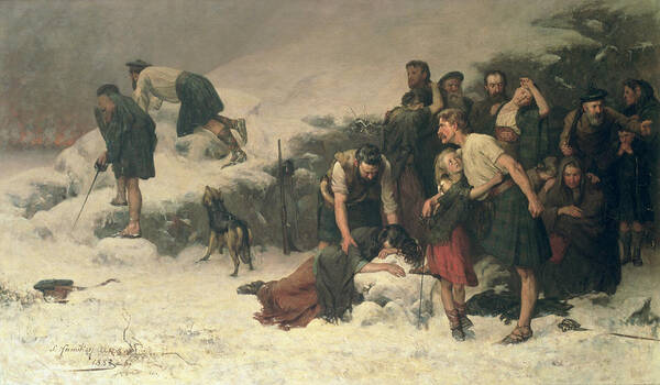 13th February 1692 Poster featuring the painting Massacre Of Glencoe, 1883-86 by James Hamilton