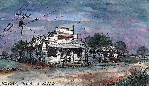 Midway Poster featuring the mixed media Midway Texas Grocery by Tim Oliver