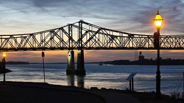 Mississippi River Poster featuring the photograph Mississippi River Bridge Natchez Sunset by Jim Albritton