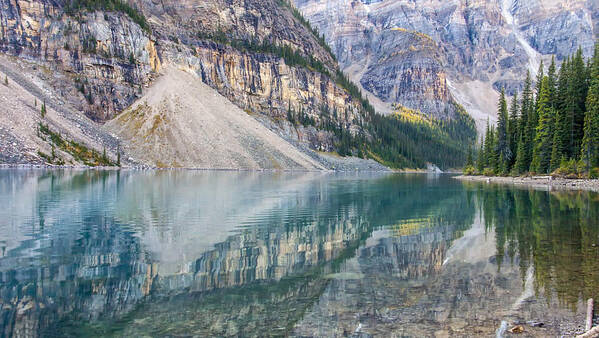 Canadian Rockies Poster featuring the photograph Moraine Lake Panorama C by Jim Dollar