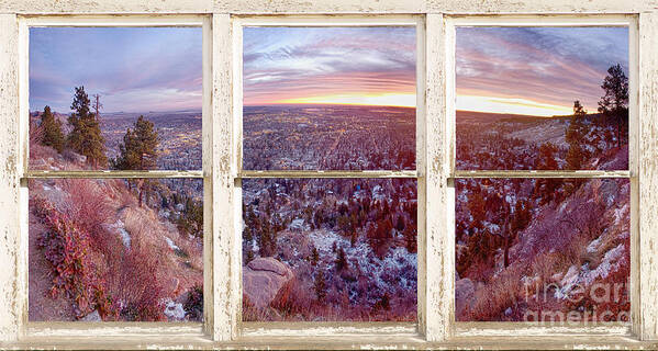 Mountains Poster featuring the photograph Mountain City White Rustic Barn Picture Window View by James BO Insogna