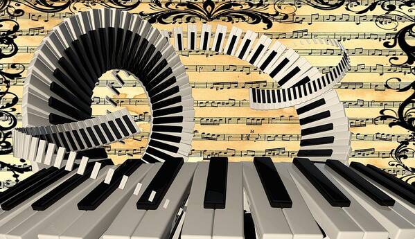 Piano Keys  Poster featuring the digital art Piano Keys by Louis Ferreira