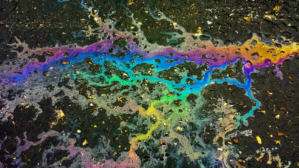 Abstract Poster featuring the photograph Rainbow River and Gold by Lynn Hansen