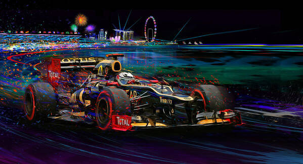 Kimi Raikkonen Poster featuring the mixed media Return Of The Finn by Alan Greene