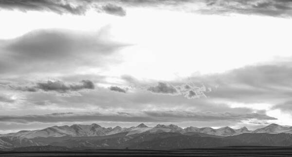 Panorama Poster featuring the photograph Rocky Mountain Lookout Sunset Panorama BW by James BO Insogna