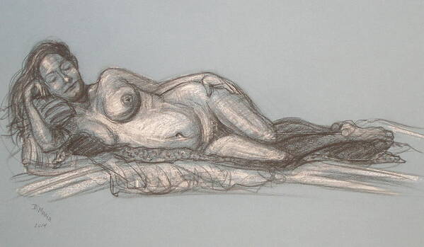 Realism Poster featuring the drawing Rosemary Reclining #2 by Donelli DiMaria