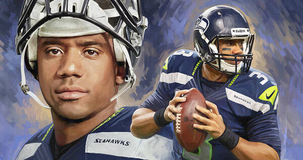 Russell Wilson Paintings Poster featuring the painting Russell Wilson Artwork by Sheraz A