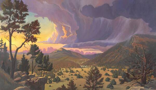 Santa Fe Poster featuring the painting Santa Fe Baldy by Art West