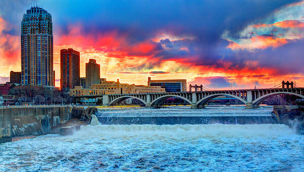 Saint Anthony Falls Poster featuring the photograph Spring Melt on the Mississippi by Amanda Stadther