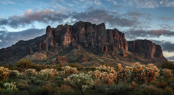 Arizona Poster featuring the photograph Superstitions Mountains Sunset by Dave Dilli