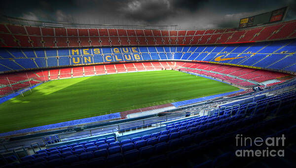 Camp Poster featuring the photograph The Camp Nou stadium in Barcelona by Michal Bednarek
