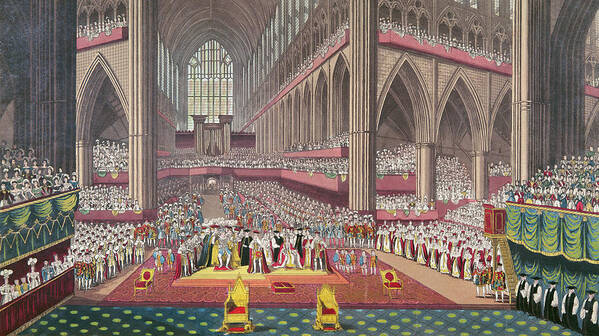 Interior Poster featuring the photograph The Coronation Of King William Iv And Queen Adelaide, 1831 Colour Litho by English School
