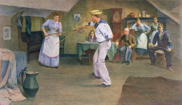 En Garde Poster featuring the painting The Fencing Lesson by Frederick James McNamara Evans