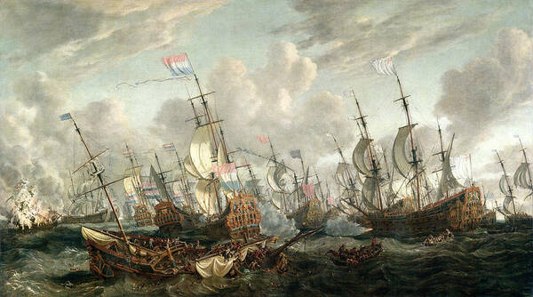 Ships Poster featuring the painting The Four Days Battle, June 1666 by Abraham Storck