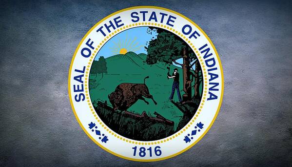 Indiana Poster featuring the photograph The Great Seal of the State of Indiana by Movie Poster Prints