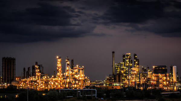 Gas Poster featuring the photograph The Refinery by Mihai Andritoiu