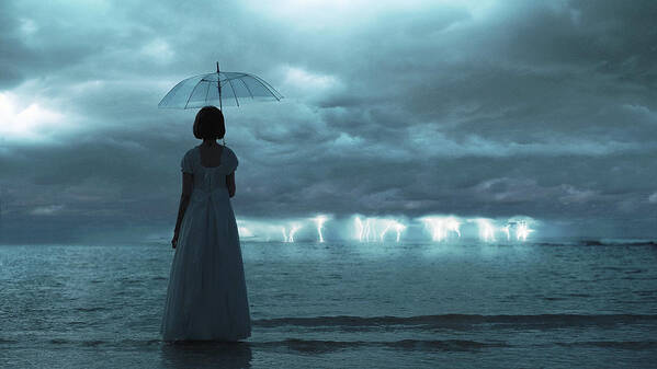 Lightning Poster featuring the photograph The Silent Sea by Terry F
