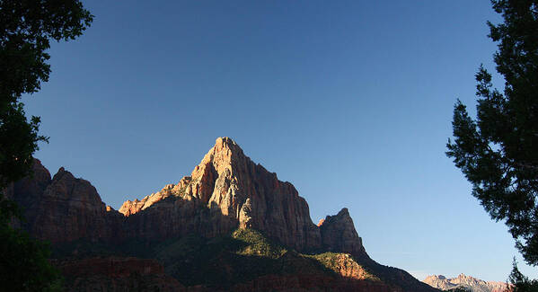 Watchman Poster featuring the photograph The Watchman in Zion National Park by Jean Clark