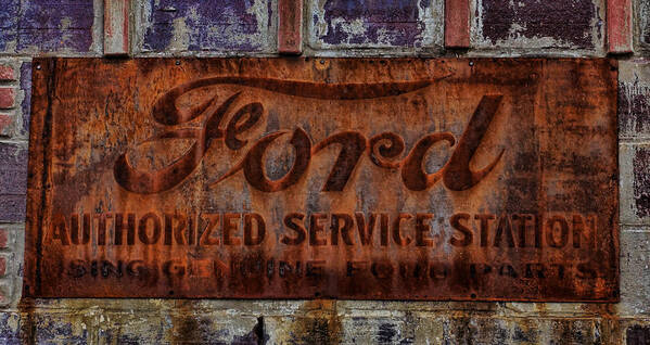 Vintage Poster featuring the photograph Vintage Ford Authorized Service Sign by Alan Hutchins