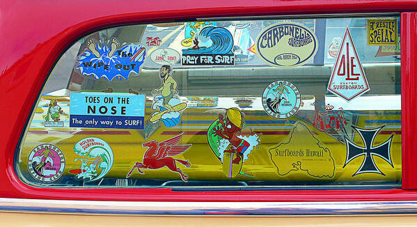 Vintage Surfing Decals Poster featuring the photograph Vintage Surfing Decals by Ron Regalado