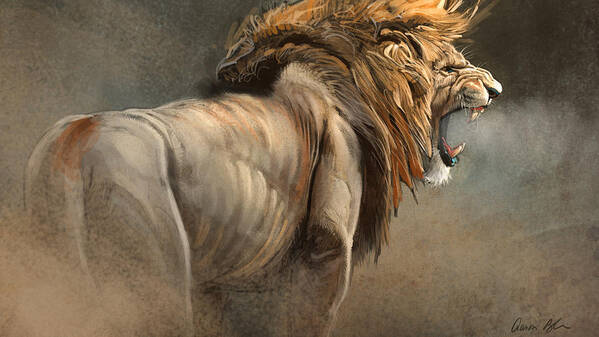 Lion Poster featuring the digital art When The King Speaks by Aaron Blaise