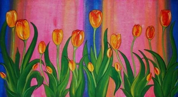 Floral Poster featuring the painting Wild Tulips by Cindy Micklos