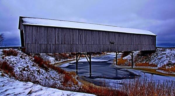 Covered Bridge Poster featuring the photograph Winter Cover by Tim Nichols