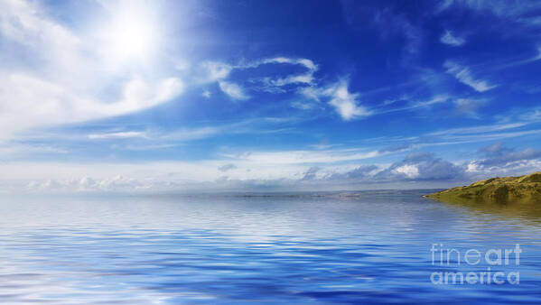 Landscape Poster featuring the photograph Calm seas and blue skies by Simon Bratt