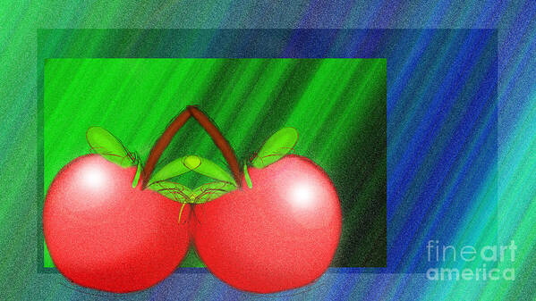Food Poster featuring the digital art Cherries In Love by Andee Design