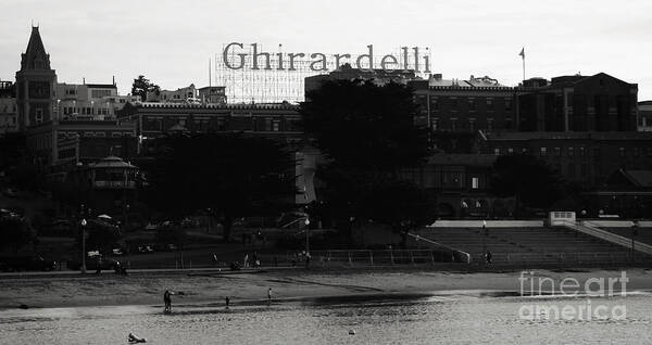 Ghirardelli Square Poster featuring the photograph Ghirardelli Square in Black and White by Linda Woods