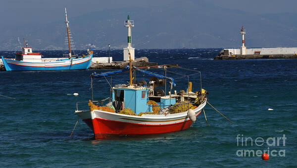 Greece Poster featuring the photograph Greek Fishing Boats Mykonos by Bob Christopher